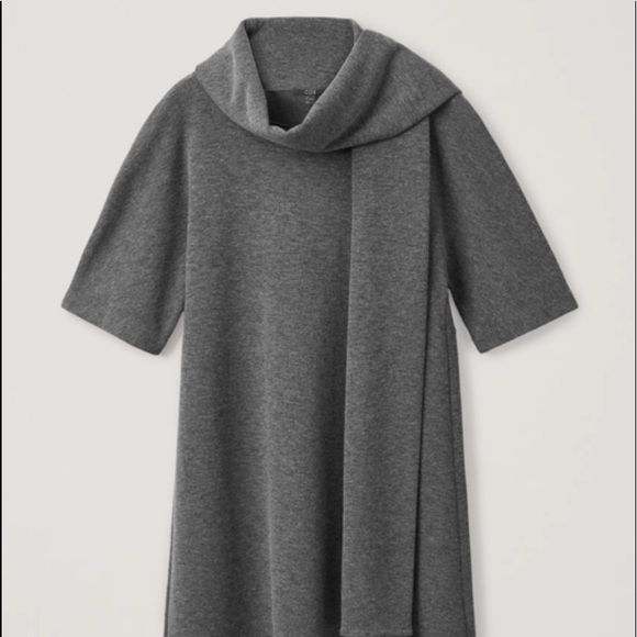 COS Dresses & Skirts - NWT COS Gray Wool  Dress With Attached Scarf